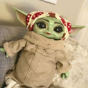 Customized grogu Doll with crotchet bandana